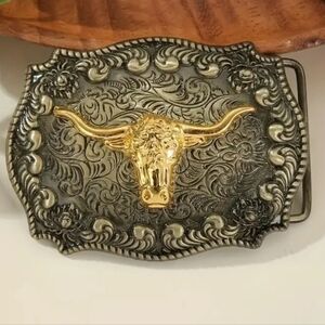 New steer bull belt buckle choose silver or gold